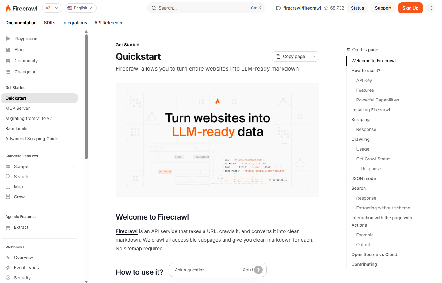 screengrab of firecrawl docs