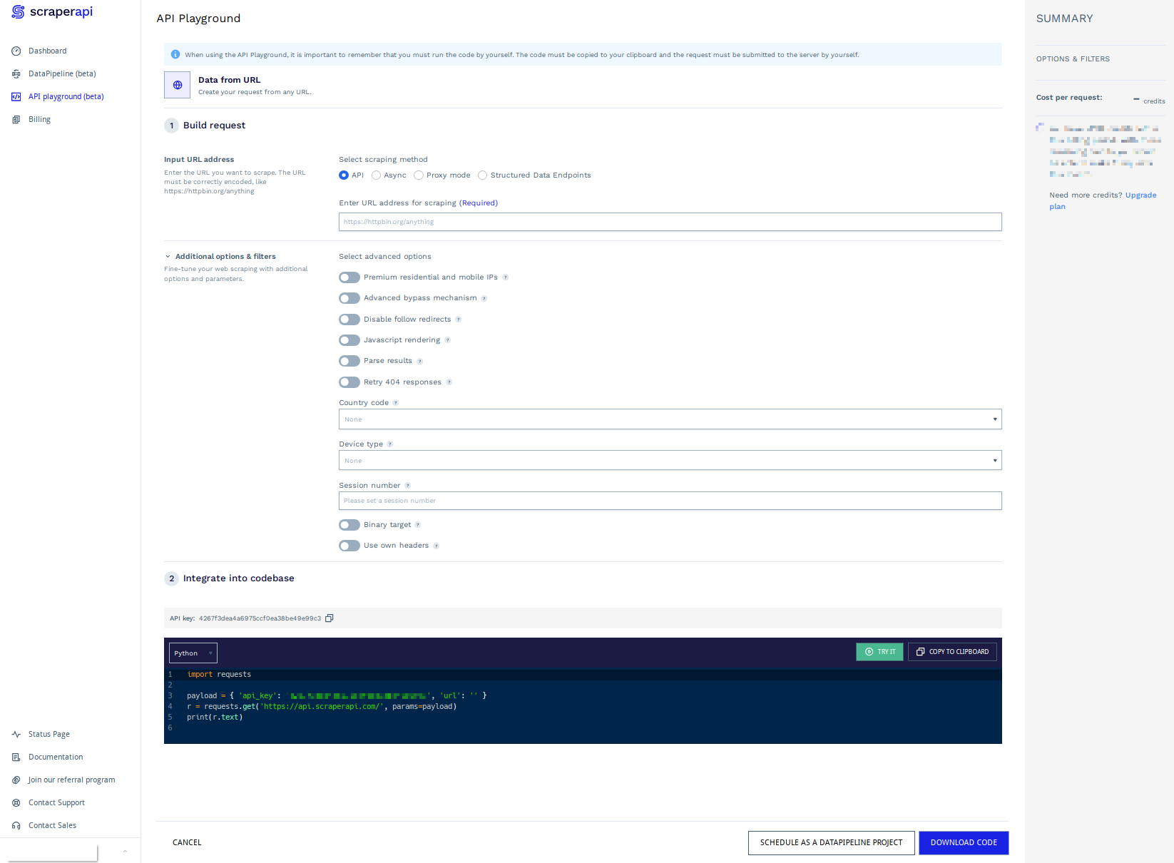 screengrab of scraperapi web api player