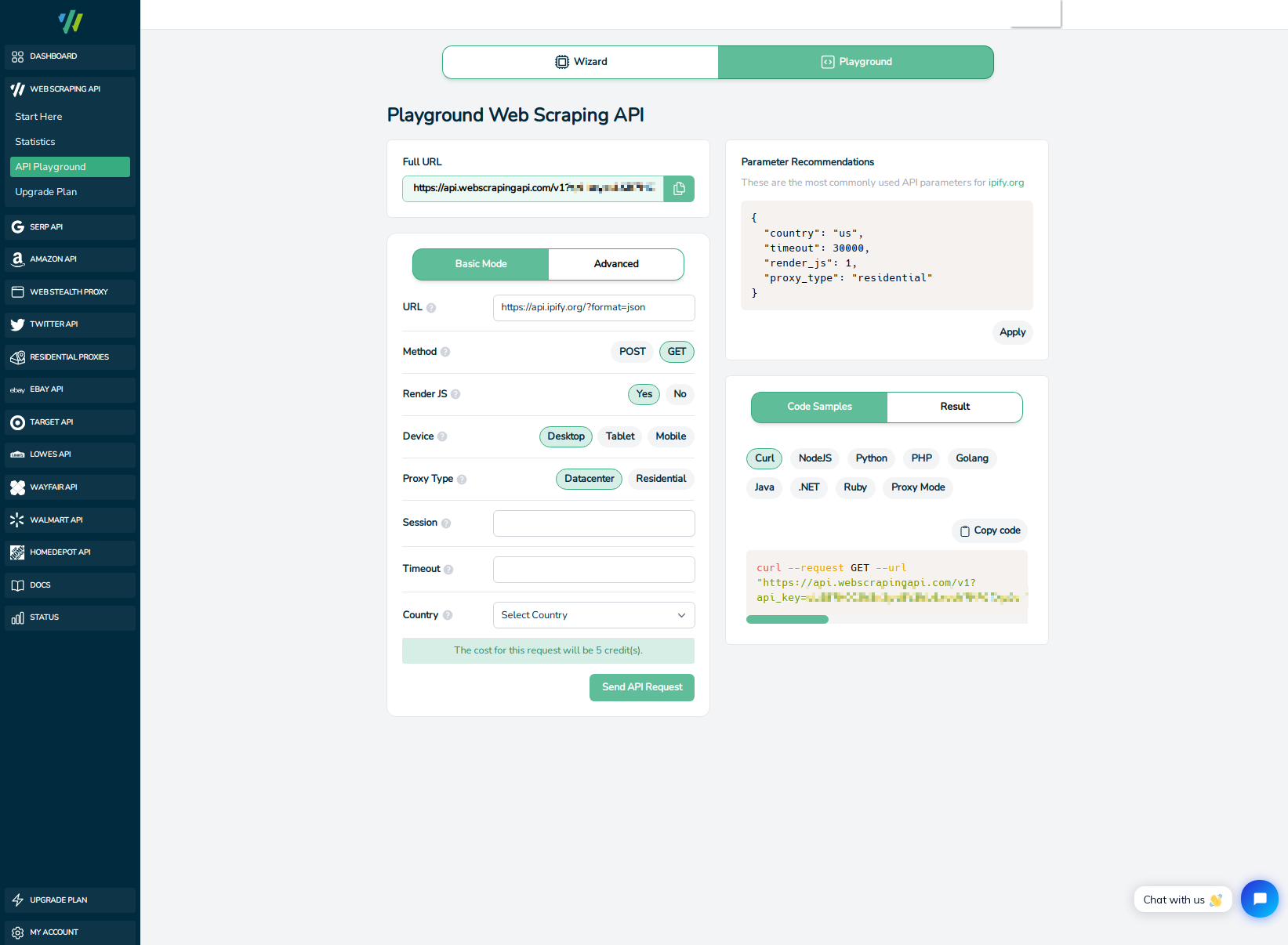 screengrab of webscraping web api player